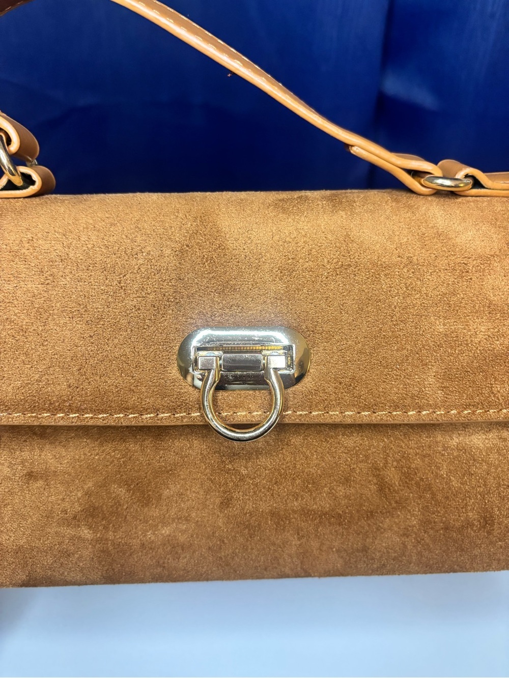 Fashion Nova Suede Top-Handle Satchel in Cognac - Picture 7 of 8